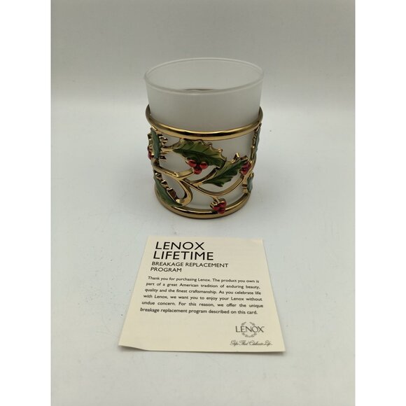 Lenox Holiday Gold Votive Candle Holder With Frosted Glass Insert - Picture 2 of 8